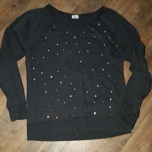 PINK Victoria Secret rhinestone black top sz M